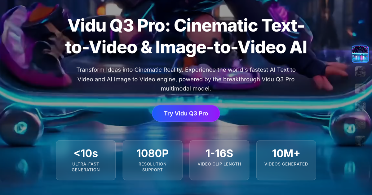 Vidu Q3 Pro - AI video generation interface